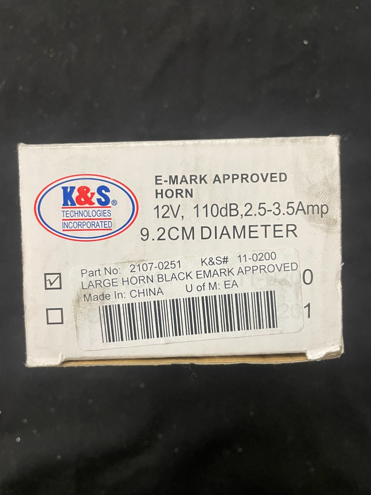 K&S Economy Horn - 110 db- Black 11-0200 #0111