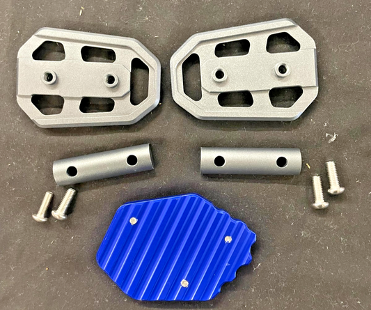 BMW F850GS R1200GS R9T Billet Wide Foot Pegs Rest + KICKSTAND PLATE PAD #0275