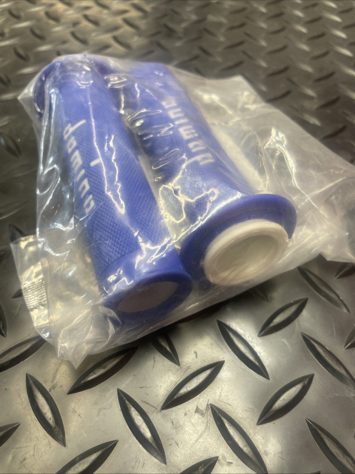 Domino Racing Motorcycle Grips 7/8” 22mm Blue / White #1386