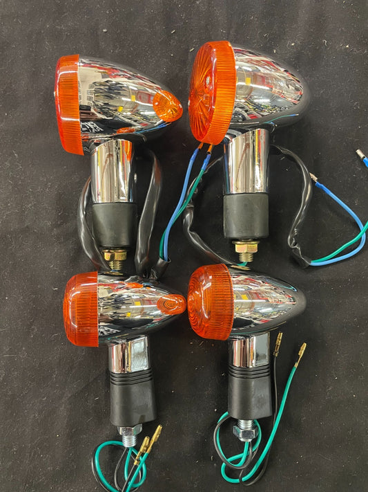 Honda VT Shadow turn signals blinkers set chrome cafe racer universal #0272