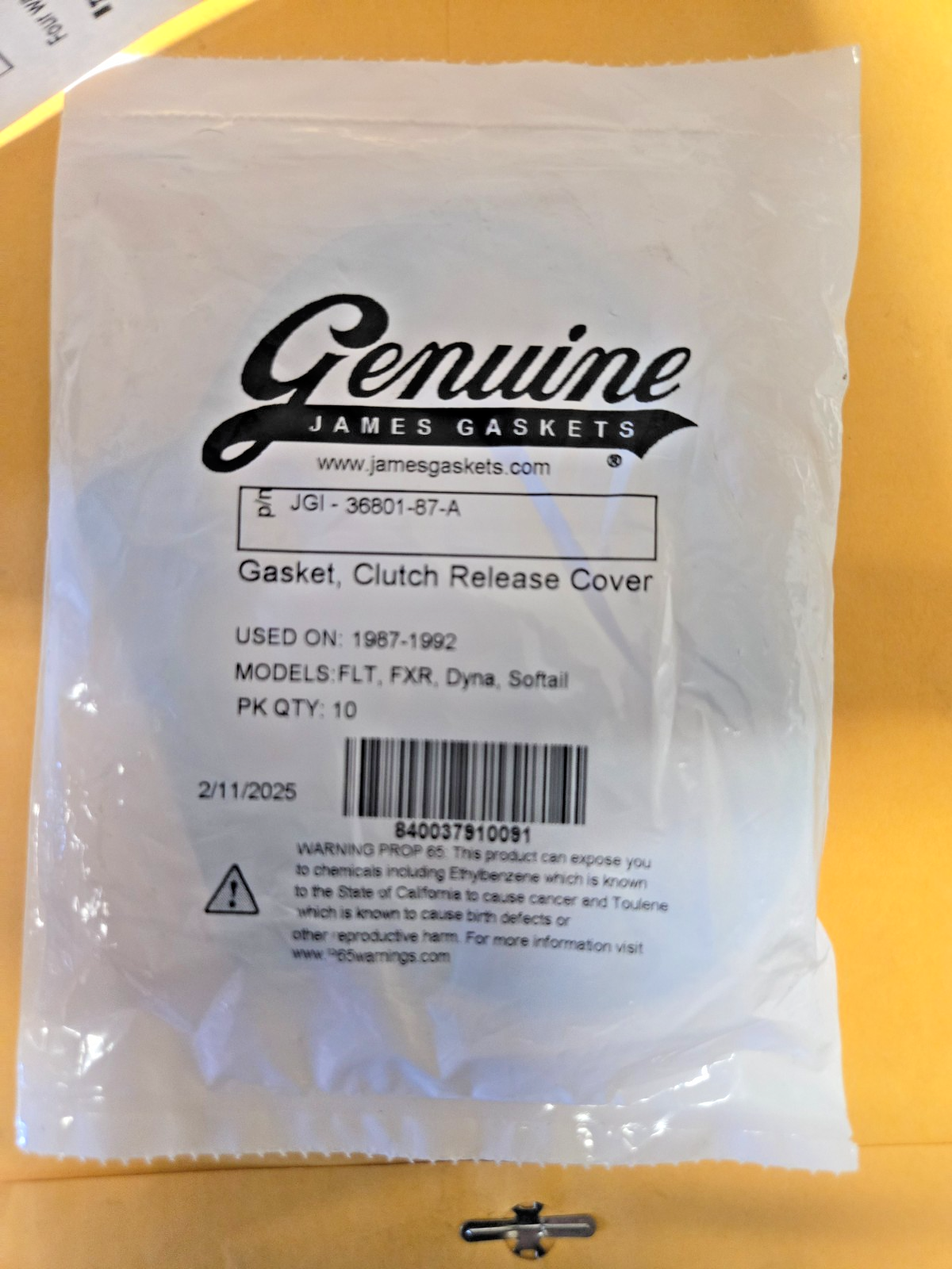1X OEM GENUINE HARLEY DAVIDSON End Cover Gasket 5 Speed 36801-87-A SOLD EACH