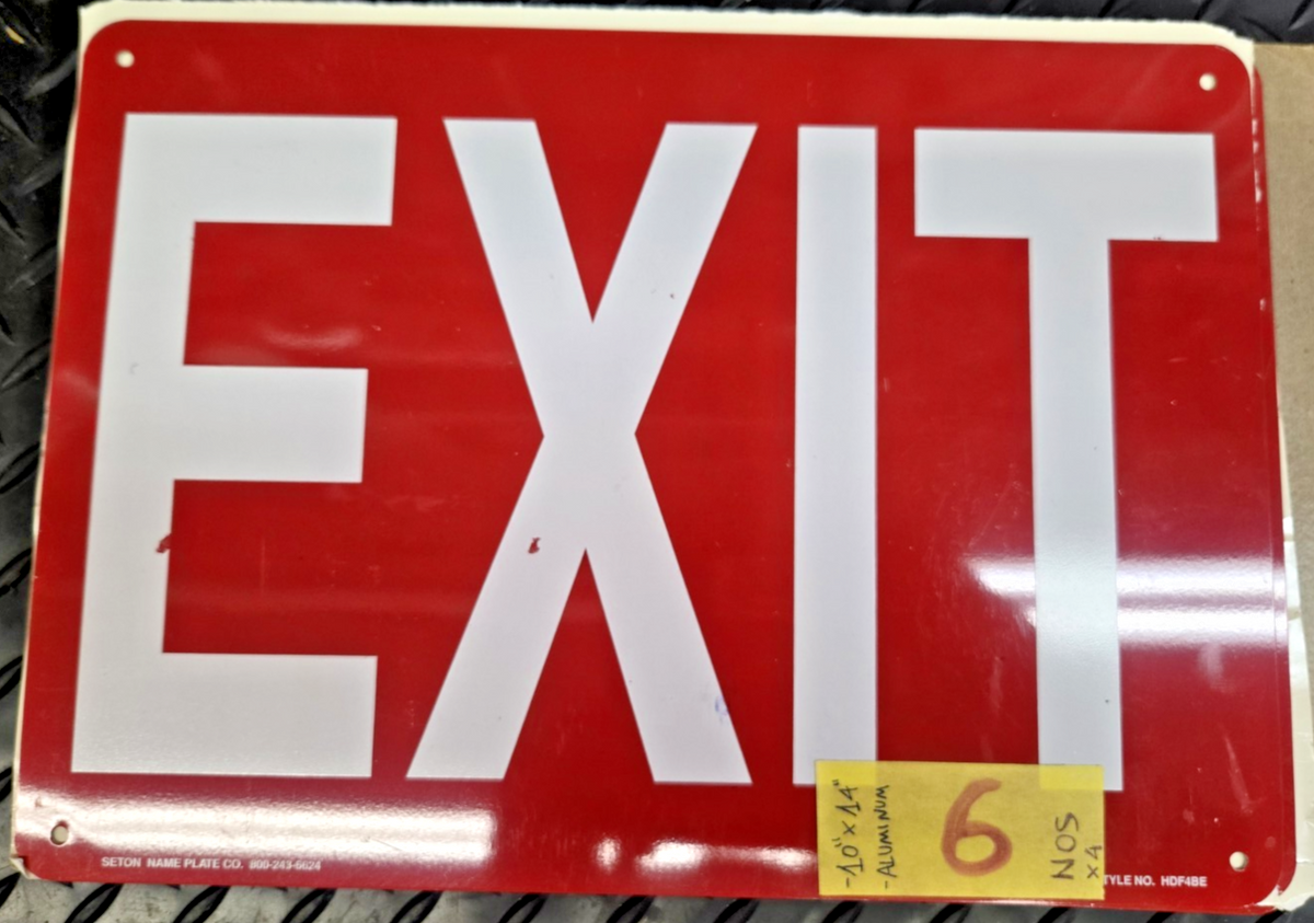 Exit Sign, 10x14 aluminum nos can have storage scuffs