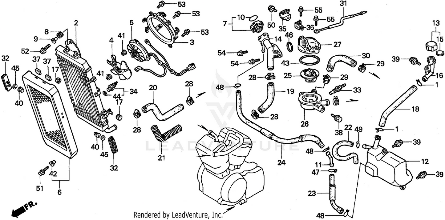 Honda 1987-2007 Shadow VT Outlet Water Hose A 19521-MM8-000 OEM #0599