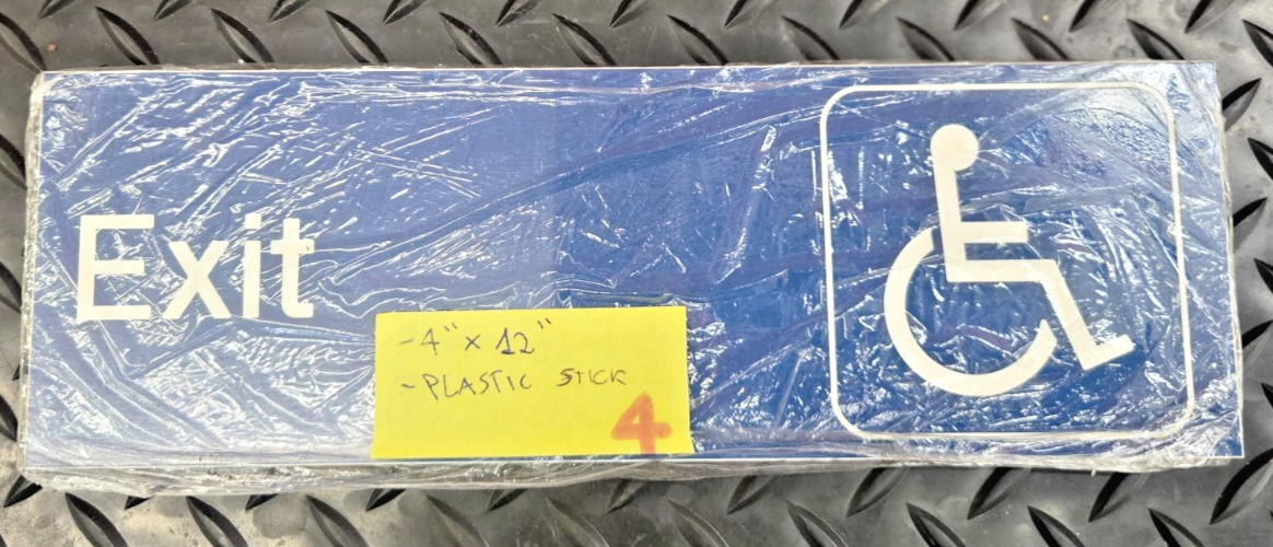 Handicap Exit door sign 4x12 plasic sticker