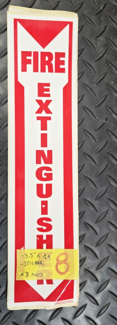3x FIRE EXTINGUISHER Sticker Decal 3.5x14