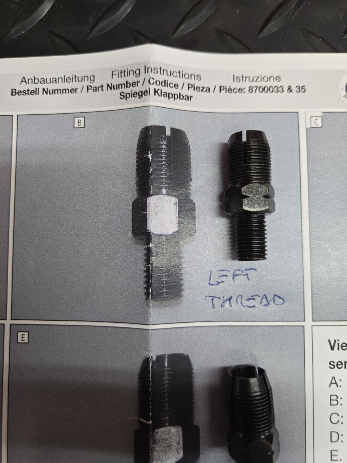 BMW wunderlich Mirror Adaptor SOLD EACH  #1202