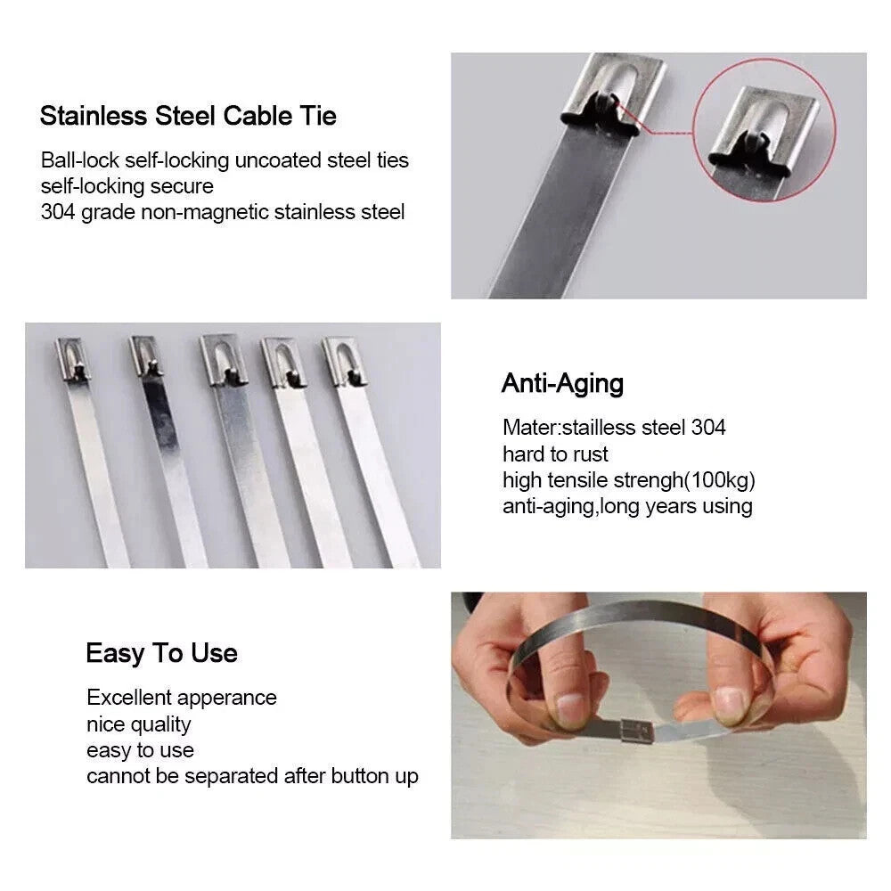 20 x Stainless Steel Heavy Duty Cable ties  8mm x 300mm #0550