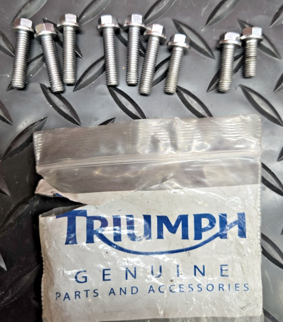 9 X Triumph Genuine OEM  M6 x15-20-25 Hex Head Flanged Bolt New #0799