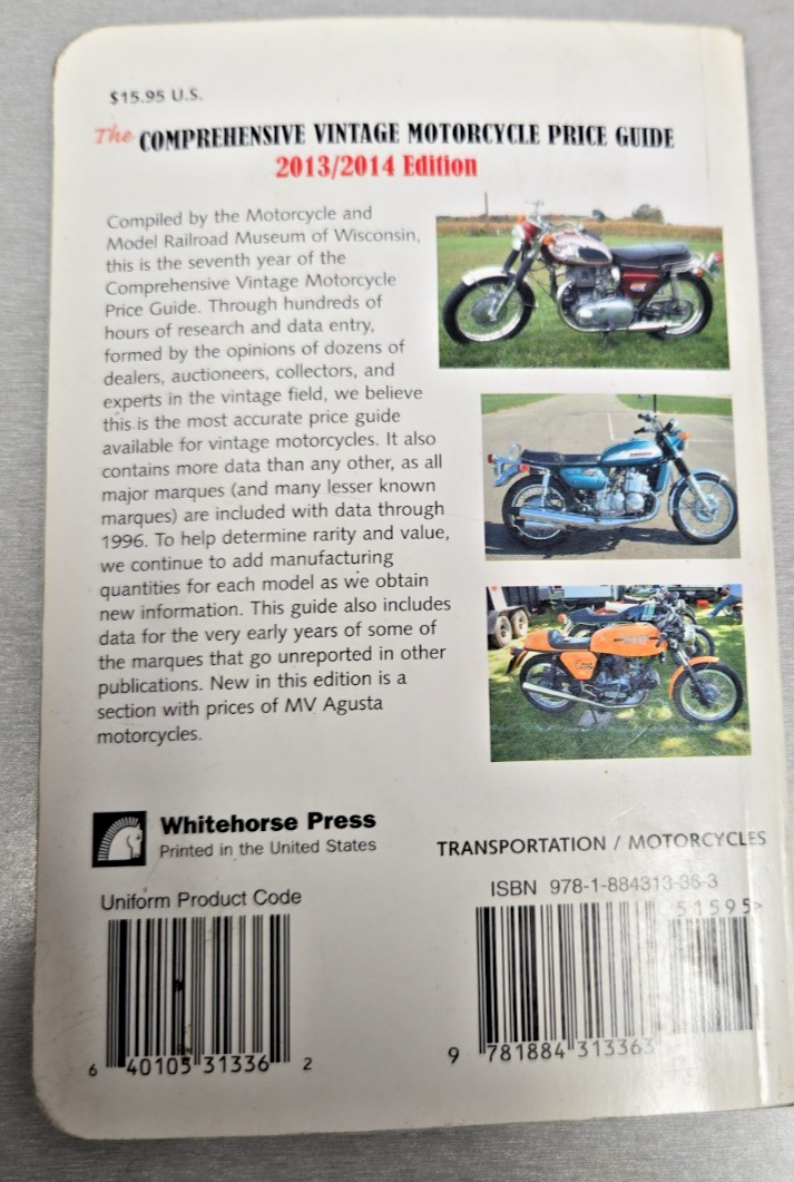 THE COMPREHENSIVE VINTAGE MOTORCYCLE PRICE GUIDE 2013 14 ALL Models #1128