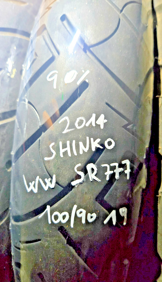 USED SHINKO SR777  WHITE WALL  100 90 19  2014  90%