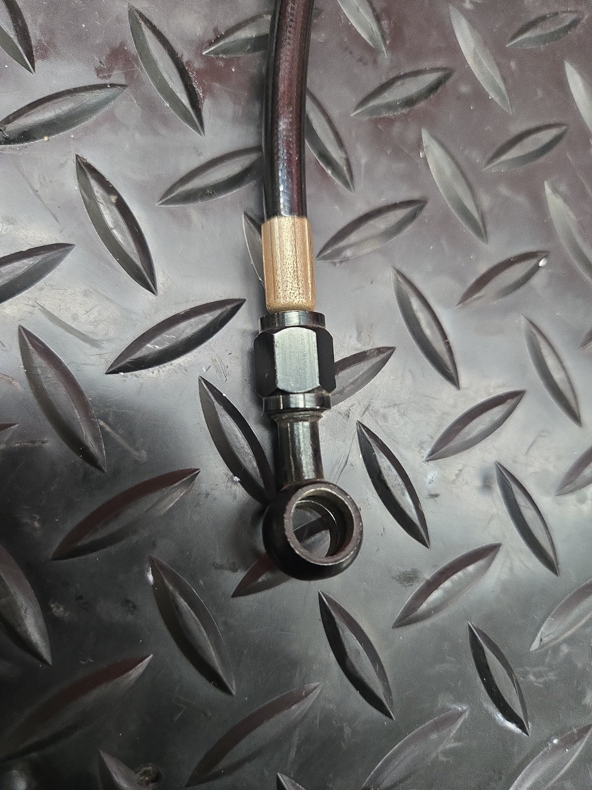 24"  Braided Brake Line Hose Black Aluminum Banjos Adjustable #1360