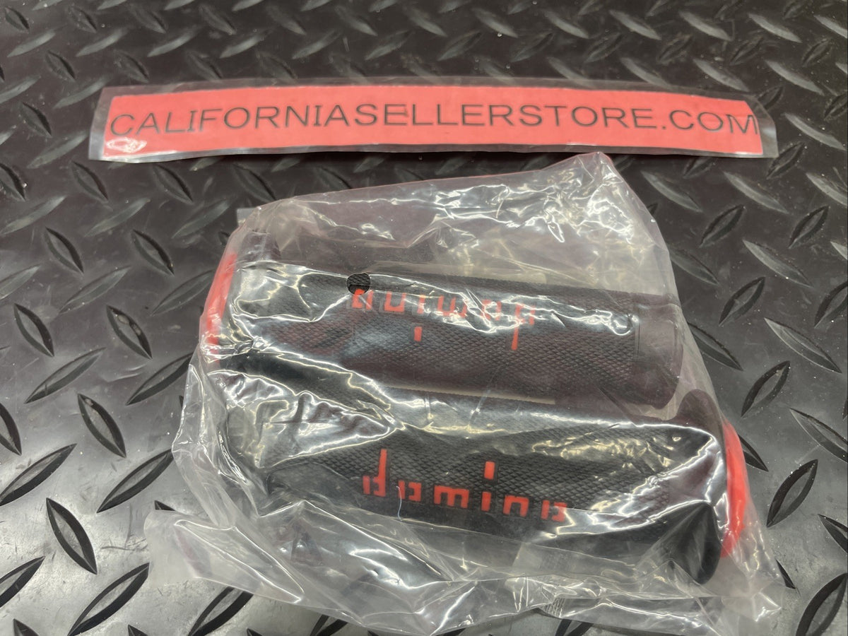 Domino Racing Motorcycle Grips 7/8” 22mm Black / Red  #1381