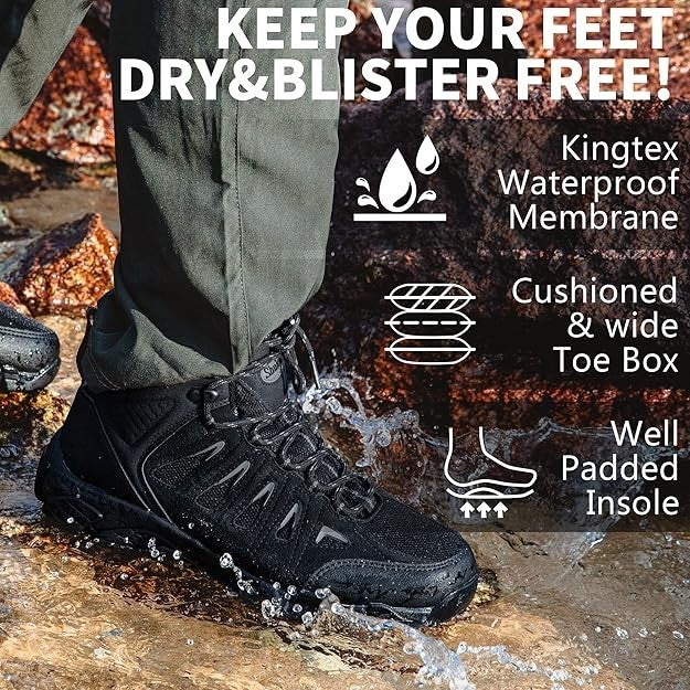 SHULOOK Men Waterproof Hiking Boots Non-Slip Light Ankle Boot size 9 #1296