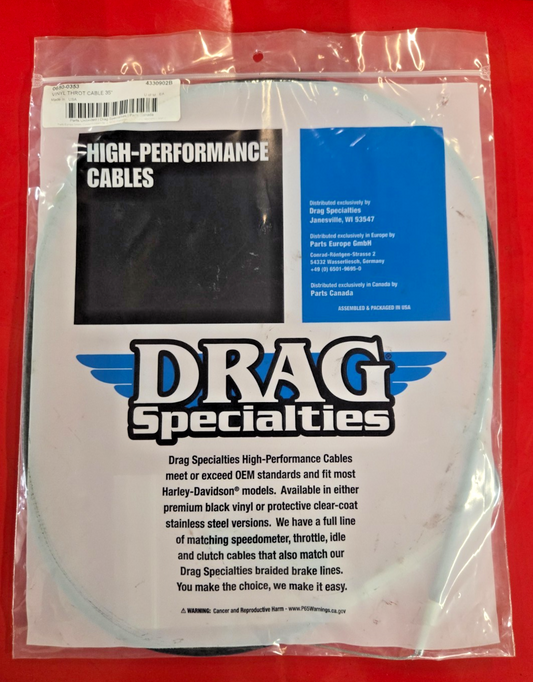 HARLEY DAVIDSON DRAG SPECIALTIES 0650-0353 Black 34-1/2" Throttle Cable #0404
