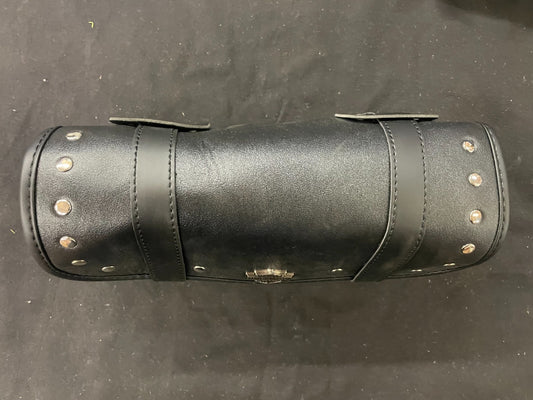 Black ROUND VYNIL Tool Bag WITH BELTS  for HARLEY DAVIDSON #0344