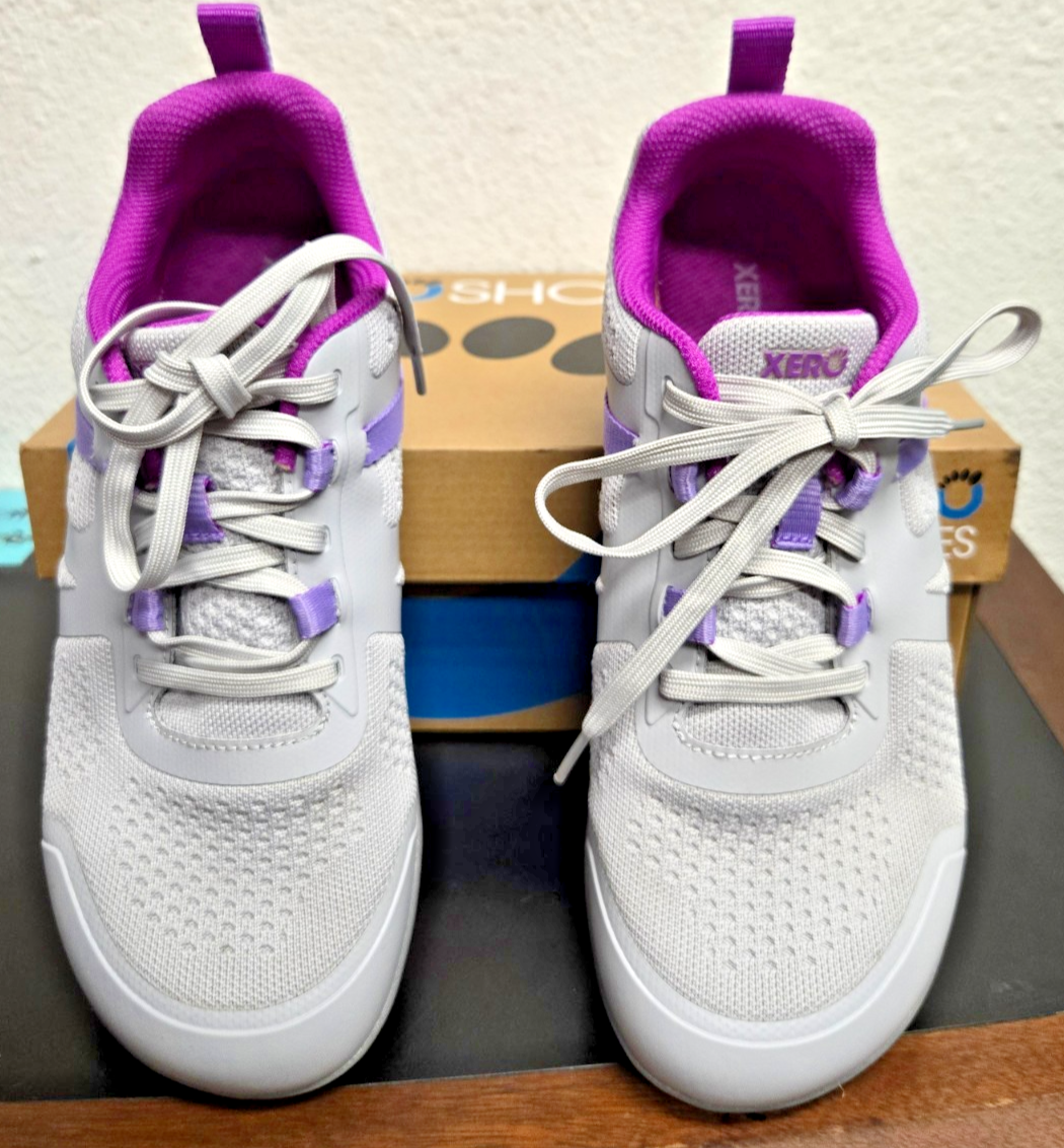XERO WOMENS PRIO NEO SNEAKERS 8.5 BREATH MESH "STORM" GREY PURPLE #0390