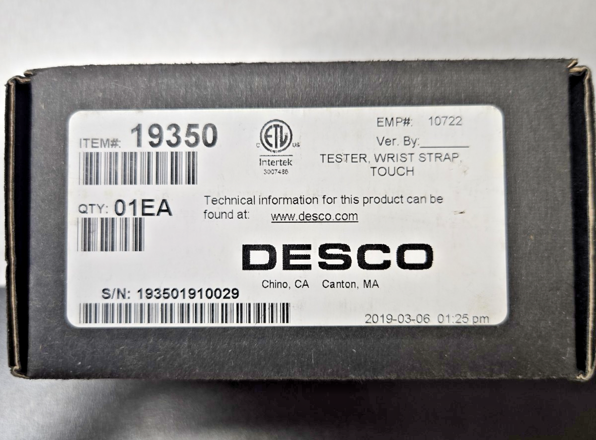 Desco 19350 - Touch Tester, Two State Wrist Strap Tester #1253