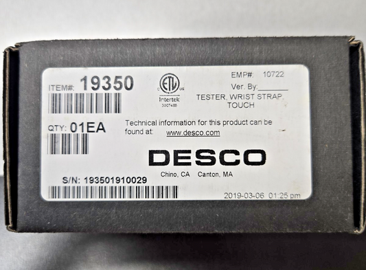 Desco 19350 - Touch Tester, Two State Wrist Strap Tester #1253