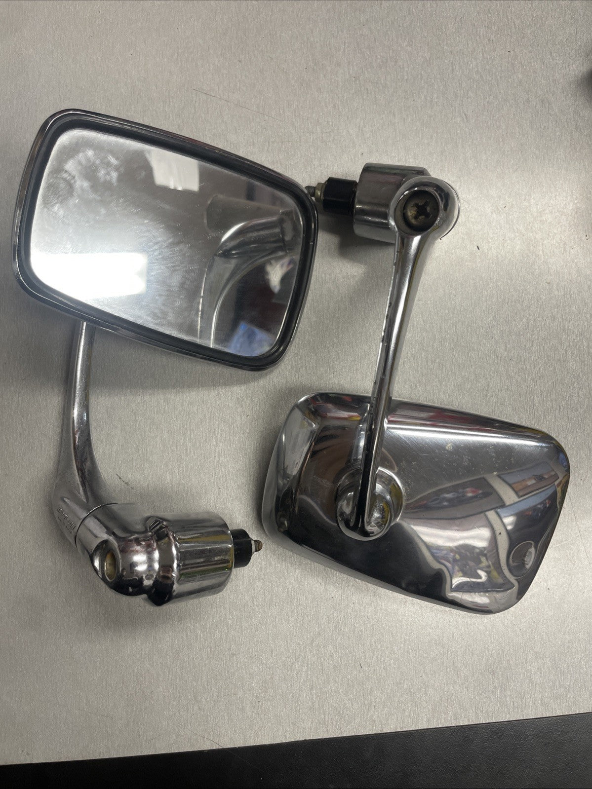 Motorcycle Vintage Napoleon Bar End Mirror Pair - Chrome   #0682