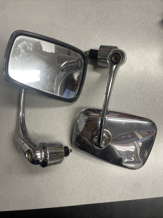 Motorcycle Vintage Napoleon Bar End Mirror Pair - Chrome   #0682