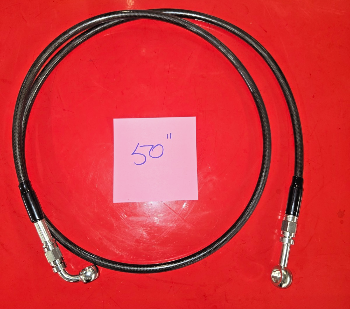 Braided Brake Hose Line -  50" - 180°/90° Adjustable Banjos  #0426