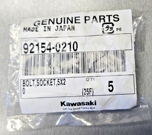 5X Kawasaki NOS NEW 92154-0210 Socket Bolt 5x20 ER EX KLE KLZ VN ZX #0588