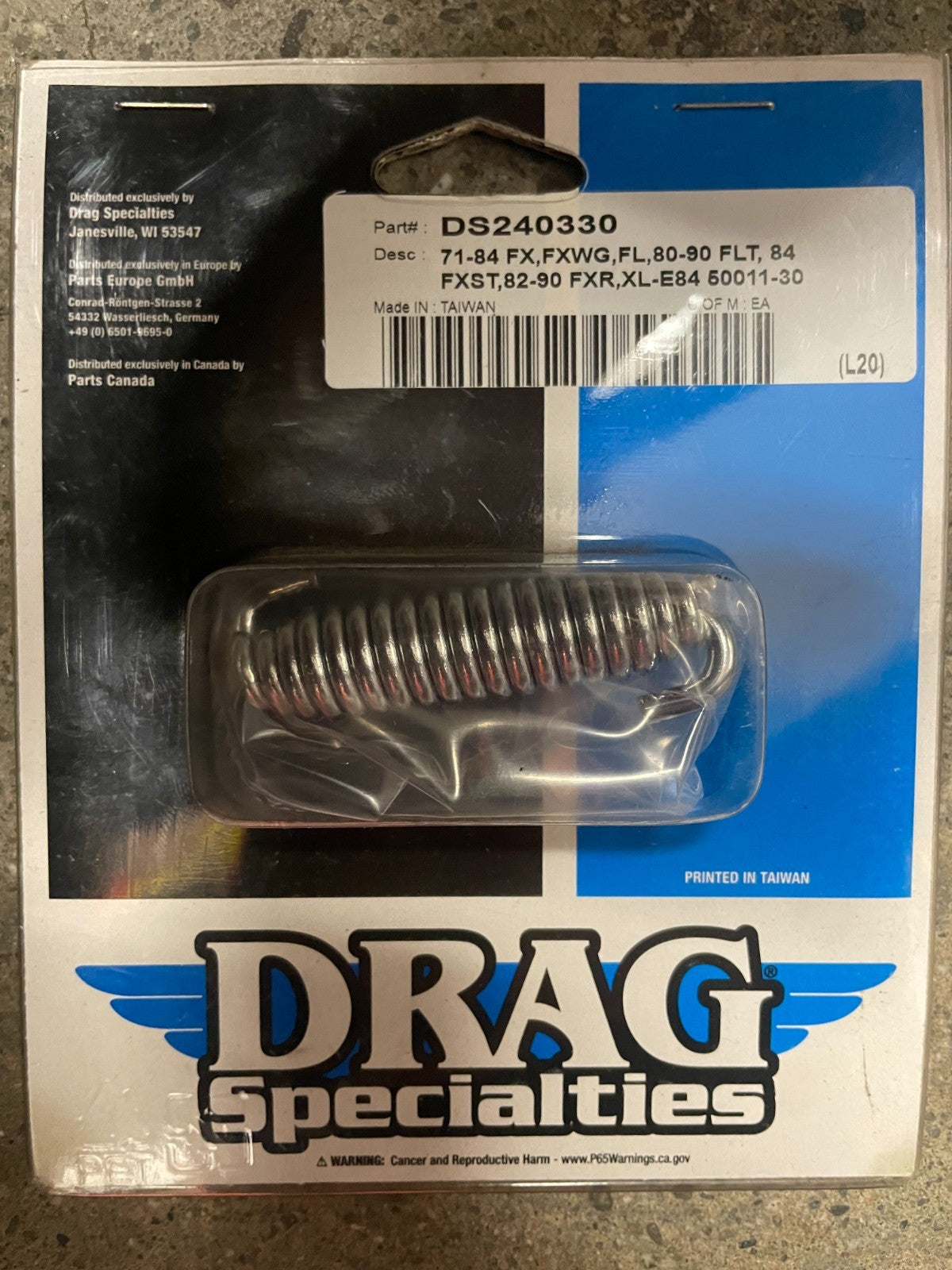Drag Specialties DS-240330 Chrome 3.4" Kickstand Spring for Harley  #0306