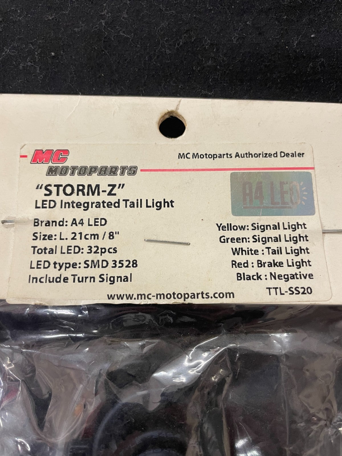 MC Motoparts A4LED "STORM-Z" LED INTEGRATED TAIL LIGHT  21CM/8"  #0339