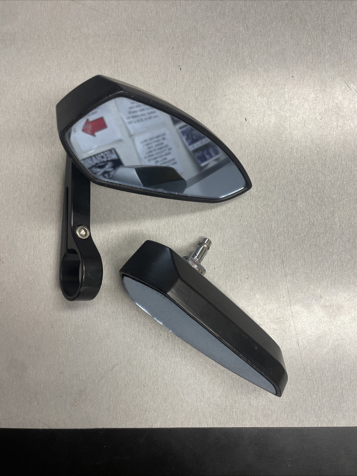 Motorcycle Universal Bar End Pointy Mirror + Spare Free  #0685