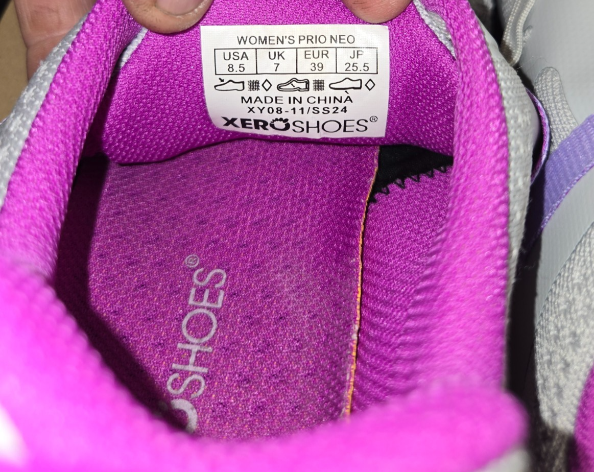 XERO WOMENS PRIO NEO SNEAKERS 8.5 BREATH MESH "STORM" GREY PURPLE #0390
