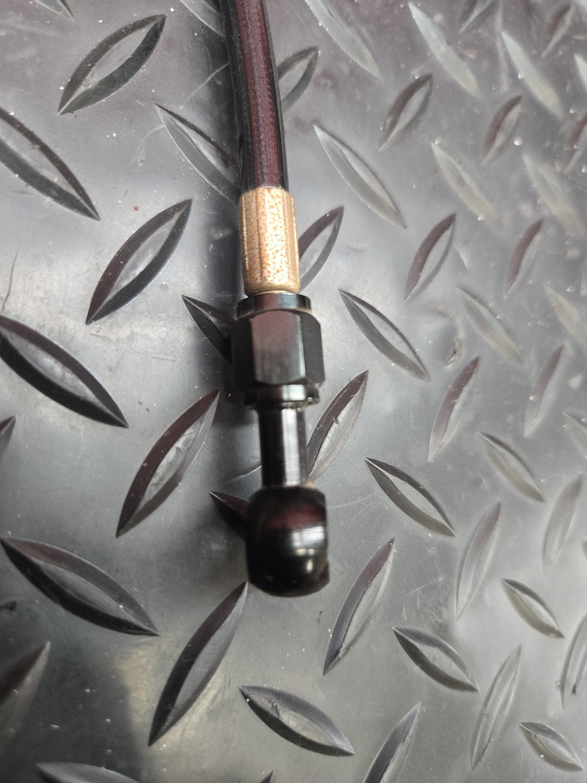 24"  Braided Brake Line Hose Black Aluminum Banjos Adjustable #1360