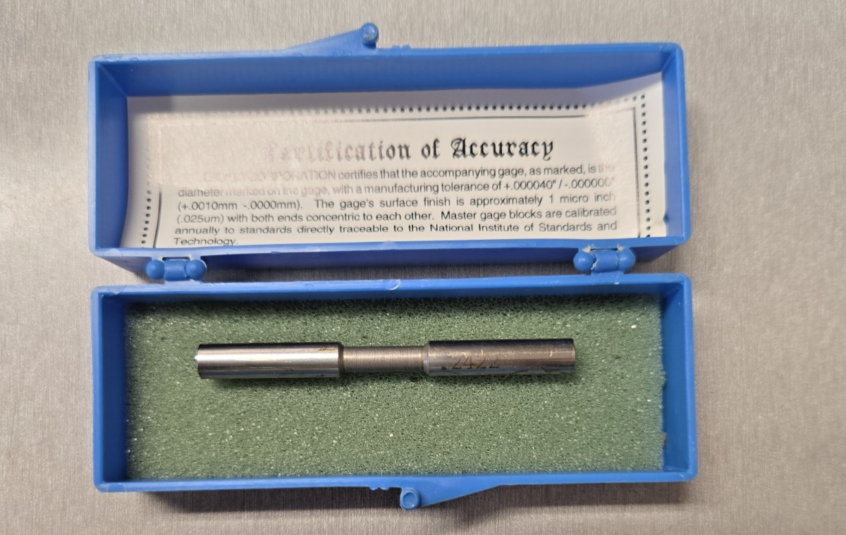 Deltronic Class X Plug Gage with Certificate of Accuracy .2422 #1240