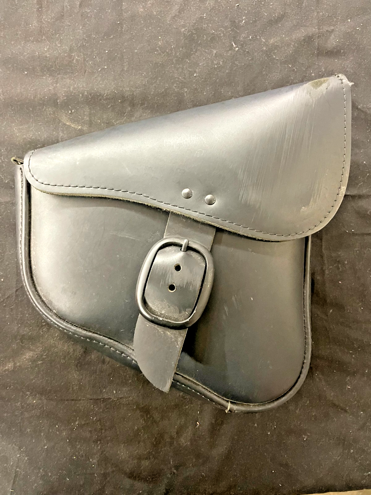 Black Leather Saddle Bag Luggage Tool Side Bag Harley Cafe Racer Custom  #0230