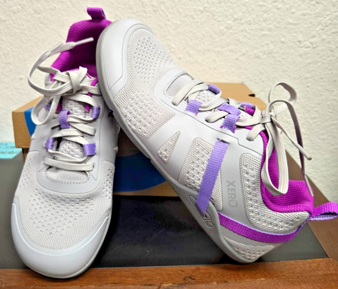 XERO WOMENS PRIO NEO SNEAKERS 8.5 BREATH MESH "STORM" GREY PURPLE #0390