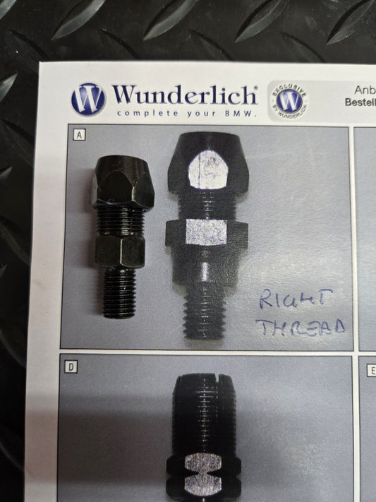 BMW wunderlich Mirror Adaptor SOLD EACH  #1202