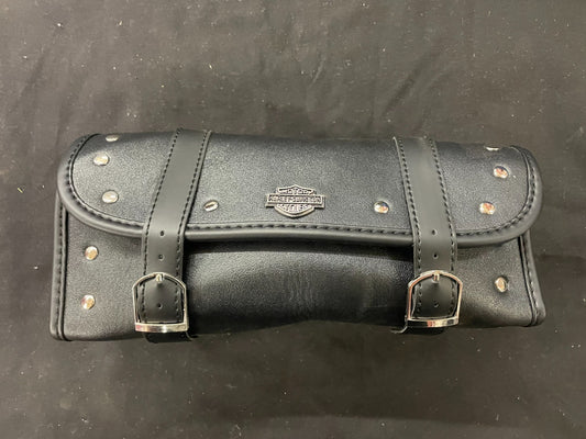 Black ROUND VYNIL Tool Bag WITH BELTS  for HARLEY DAVIDSON #0344