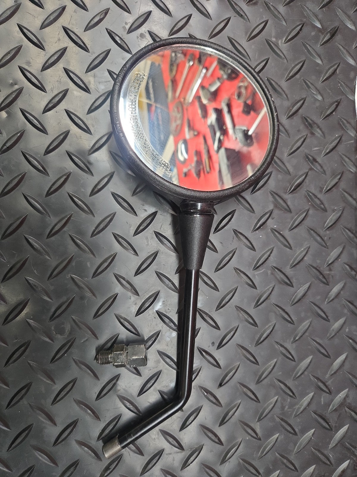 4 1/2 Round Left Black Side Mirror Universal With Adaptor 10mm #1354
