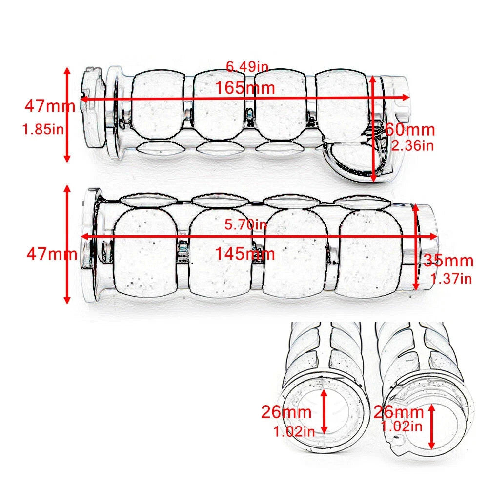 1" Motorcycle Handle Bar Hand Grips Harley Road King Softail Electra Glide #0499