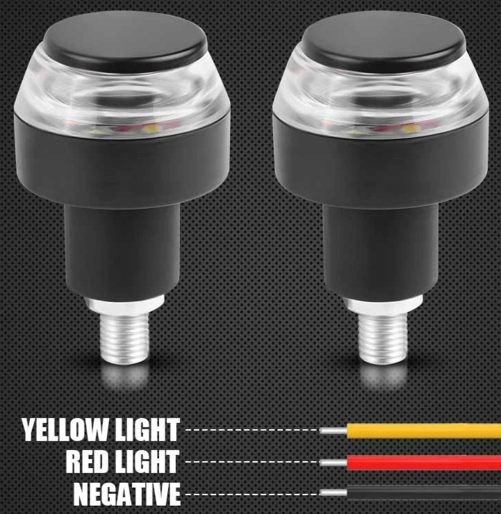 2X Handle Bar End Motorcycle LED Turn Signals Indicator Blinker Amber Red #0475