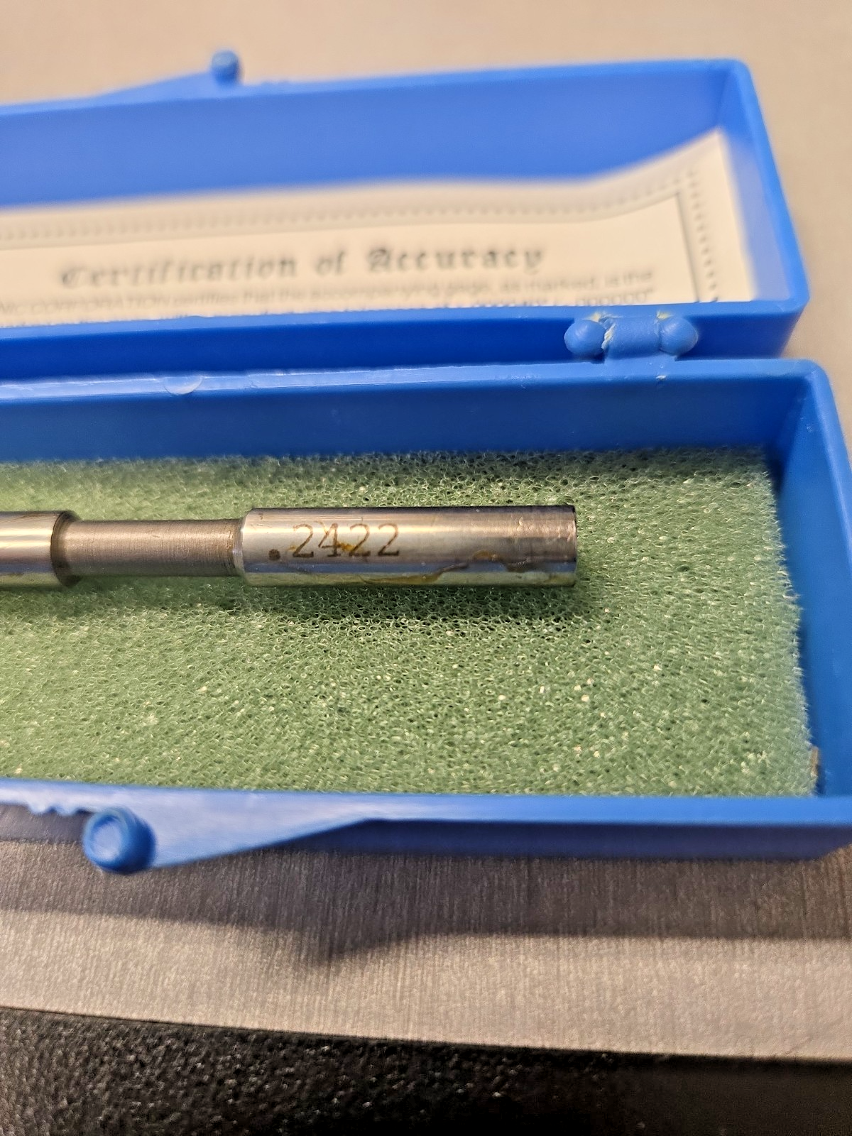 Deltronic Class X Plug Gage with Certificate of Accuracy .2422 #1240