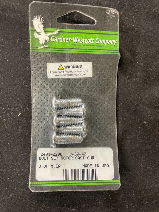 Harley davidson Gardner-Westcott  Bolt Set Rotor Chrome 2401-0296 NEW  #0181