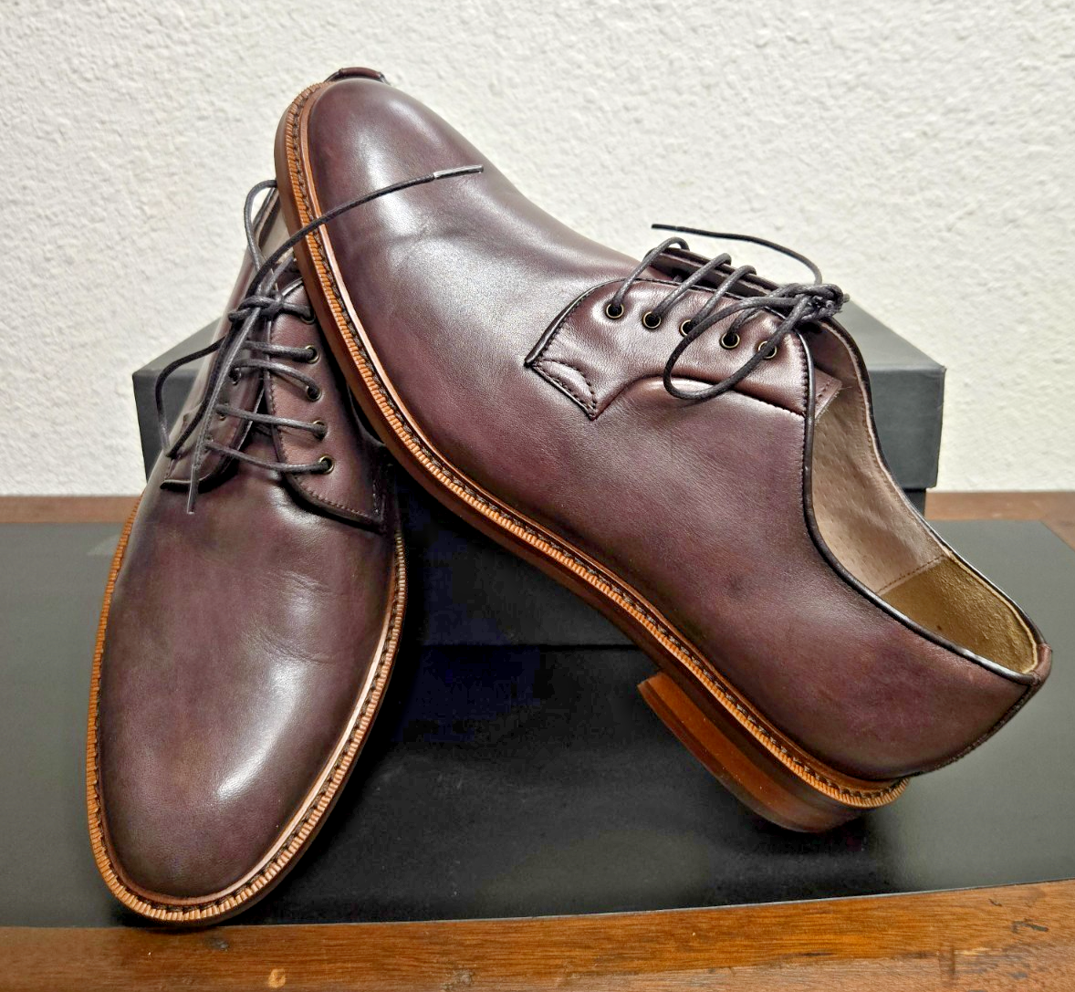 ASTON GREY COLLECTION leather BARRY CHESTNUT 500511 size 8 ORIGINAL BOX #0391