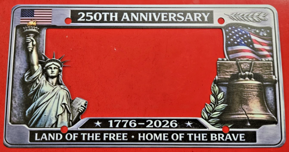 250th Anniversary Commemorative CAR License Plate Frame liberty statue bell#1072