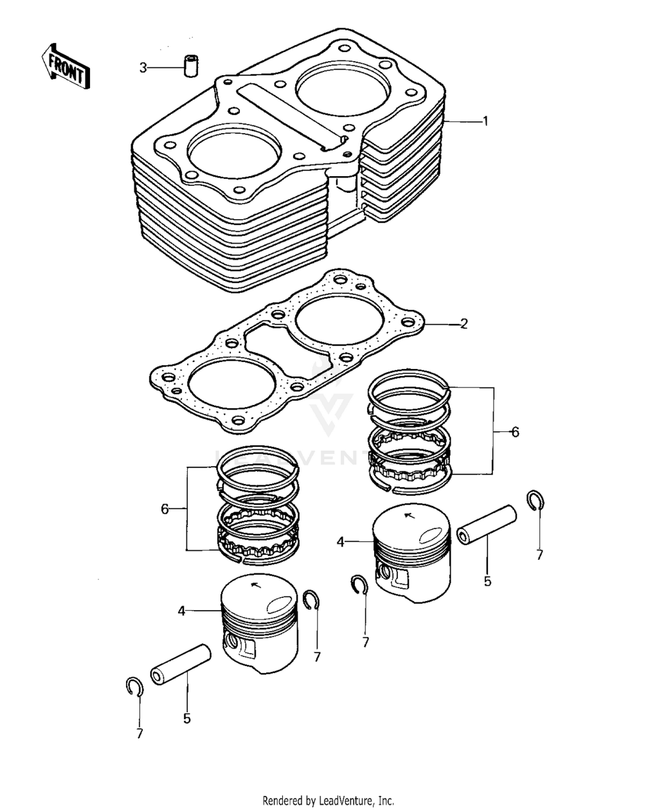 2 X Kawasaki Z440 A1-A4 D1-D5 13001-1032 Piston Kits (2) +0.50mm / 68.00mm #0140