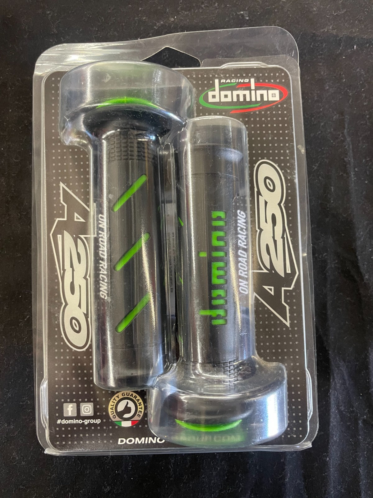 Domino XM2 Grip - Black/Green Motorcycle Street Bike Dirt Bike 0630-1782  #0312