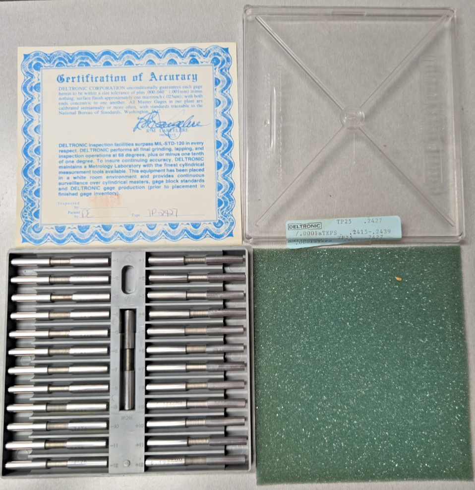 Deltronic Tenth Plug Gauge Set TP25-.2415 .2439 Original Case  #1239