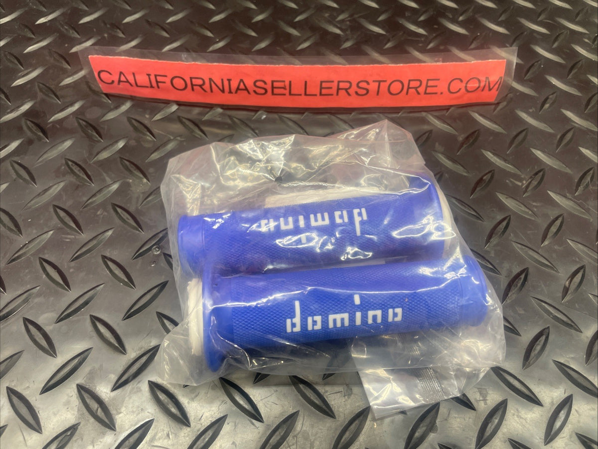 Domino Racing Motorcycle Grips 7/8” 22mm Blue / White  #1386