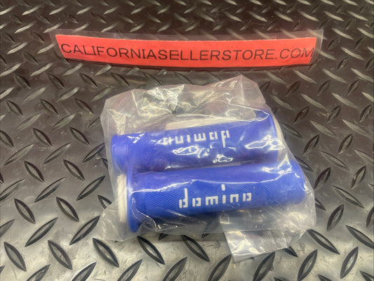 Domino Racing Motorcycle Grips 7/8” 22mm Blue / White  #1386