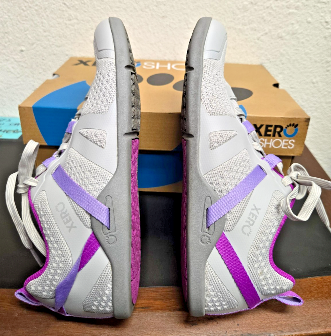 XERO WOMENS PRIO NEO SNEAKERS 8.5 BREATH MESH "STORM" GREY PURPLE #0390