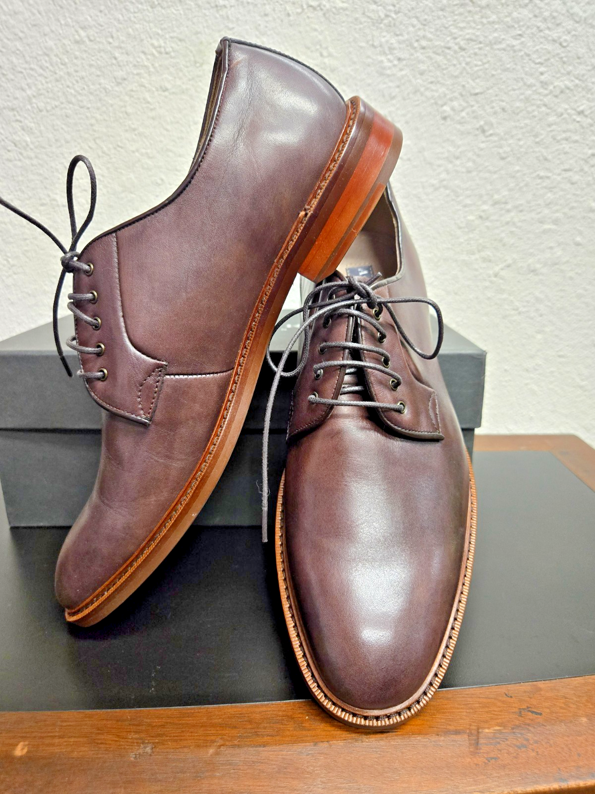 ASTON GREY COLLECTION leather BARRY CHESTNUT 500511 size 8 ORIGINAL BOX #0391
